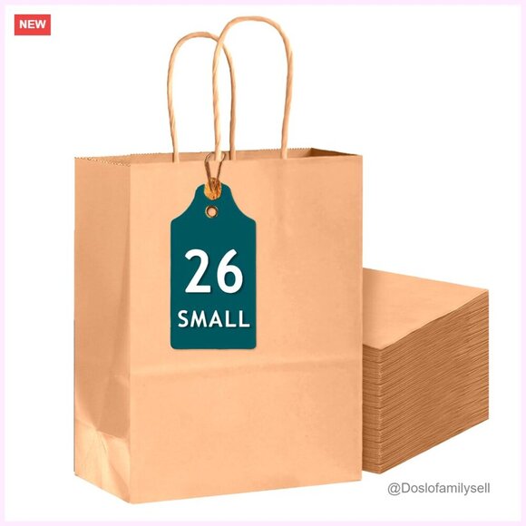 Other - 26-Pack Small Kraft Paper Gift Bags with Handles 8.3x6x3.15 Inches